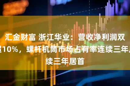 汇金财富 浙江华业：营收净利润双增超10%，螺杆机筒市场占有率连续三年居首